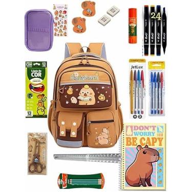 Imagem de Kit Material Escolar Capivara Completo Personalizado Capybara Infantil Escolar
