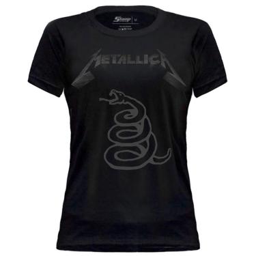 Imagem de Camiseta Baby Look de Banda Metallica Stamp em Algodão Manga Curta Gola Redonda-Feminino