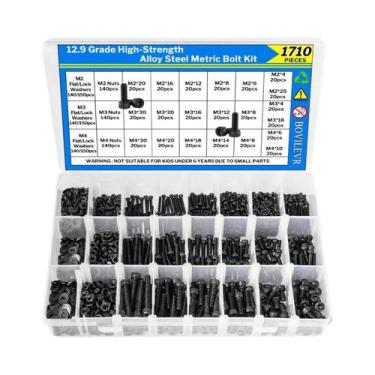 Imagem de Kit De Parafusos De Cabeça Cilíndrica Em Aço Liga Com Óxido Preto M2 a