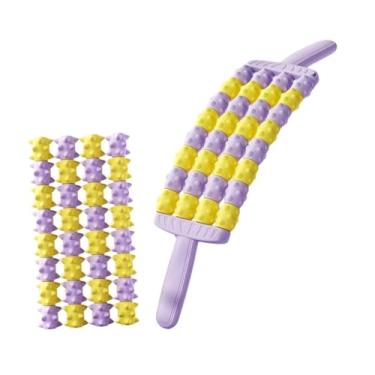 Imagem de UGPLM Rolo de Massagem Muscular Manual com 4 Fileiras de Rolos, Portátil, para Treino de Panturrilha e Costas, Roxo