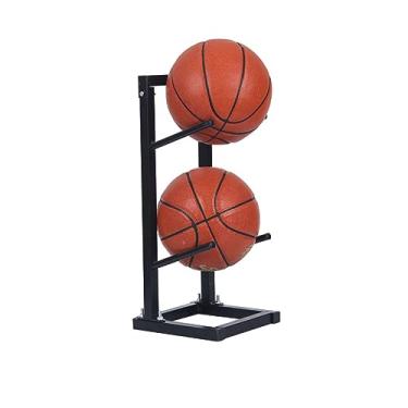 Imagem de ZDJZMGZ Suporte vertical de bola, suporte de futebol de basquete, suporte de exibição multicamadas, rack de armazenamento de futebol de rúgbi, adequado para garagem, casa, escola, fileira única preta
