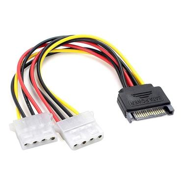 Imagem de Cabo Y Adaptador 1 Sata Macho Para 2 Ide Molex Femea