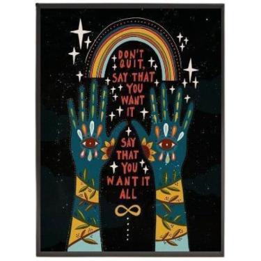 Imagem de Quadro Decorativo Místico Dont Quit 45X34Cm - Madeira Preta