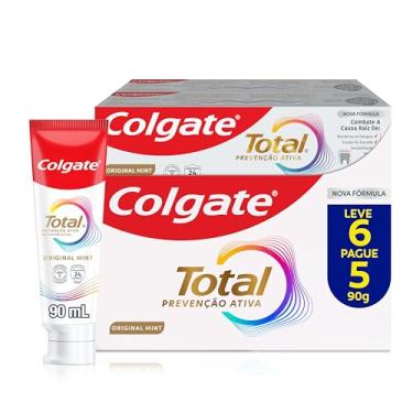 Imagem de Colgate Creme Dental Total Original Mint, Prevenção Ativa, 90g 6 unidades