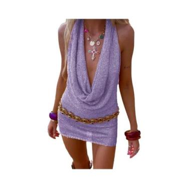 Imagem de Vestido Curto Sexy Vazado Com Amarrações Para Praia, Festa Na Piscina 