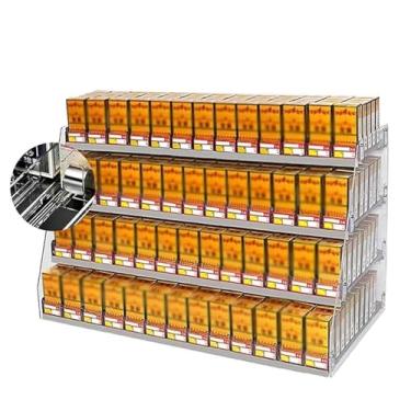 Imagem de Porta-cigarros montado na parede - Vitrine acrílica de varejo com bandeja de empurrador automático, caixa de exibição de cigarro de supermercado, prateleira de cigarro de vitrine (68 x 29 x 30 cm)