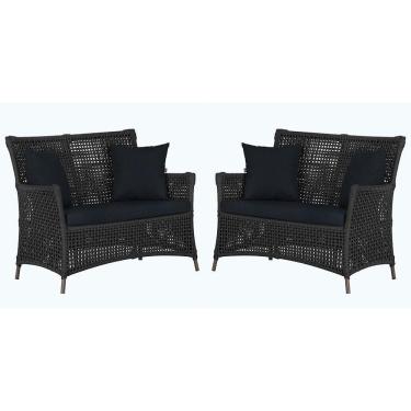 Imagem de 2 Sofás área Externa Igapó Alumínio Marrom Corda Náutica E12 Preto