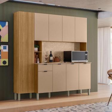 Imagem de Armário De Cozinha Compacta Pulse Freijó/vanilla/cp-riscatto Freijó 8 Portas E 1 Gaveta - Kits Paraná