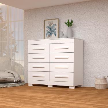 Imagem de Cômoda Índia 08 Gavetas 100% Mdf Linhamobília Branco