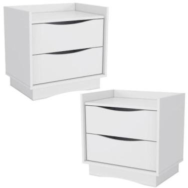 Imagem de Kit 02 Mesas De Cabeceira 2 Gavetas 54 Cm M261 Kappesberg Branco
