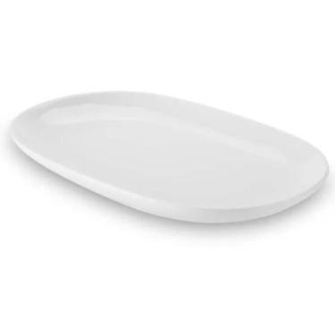 Imagem de Travessa Oval Melamina 26,2x17cm Rasa Buffet Branca Restaurante Salada
