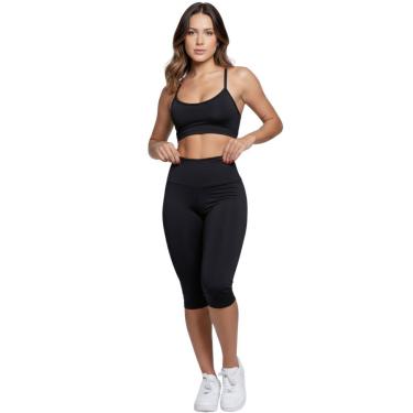Imagem de Conjunto Top Alça Fina Bermuda Ciclista Vekyo Roupa Para Academia Moda Fitness Musculação-Feminino