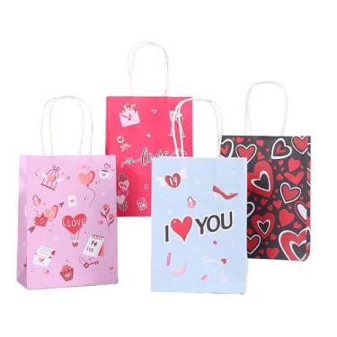 Imagem de Sacolas elegantes em papel de cartão branco para Dia dos Namorados, pa