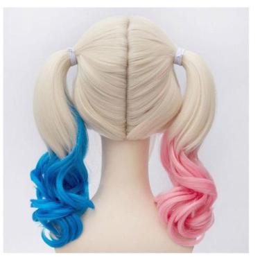 Imagem de Peruca de cosplay Harleys Quinns, cabelo sintético, fantasia de anime 