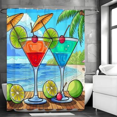 Imagem de Cortina de chuveiro Tropical Cocktail Cartoon 180x200cm poliéster - yi