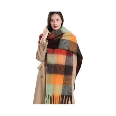 Imagem de Cachecol De Luxo Feminino Em Cashmere, Pashmina Grossa E Quente, Lenço