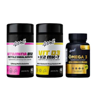 Imagem de Kit Vitaminas Essenciais Ômega 3 + Vitamina D3 + K2 + Vitamina B12 - 4