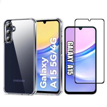 Imagem de Kit Capa Capinha Transparente e Película De Vidro 3D Para Samsung Galaxy A15
