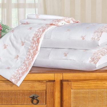 Imagem de Jogo De Cama Rivieri Casal King 4 Peças Percal 400 Fios 100% Algodão - Branco