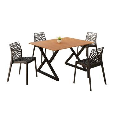 Imagem de Sala De Jantar Mesa 120x90 4 Cadeiras Gruvyer Estilo Moderno