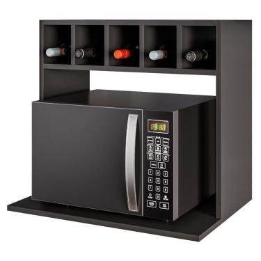 Imagem de Suporte Microondas Nicho Garrafeiro Lisa Bp 60 Cm Eratto Moveis - Preto