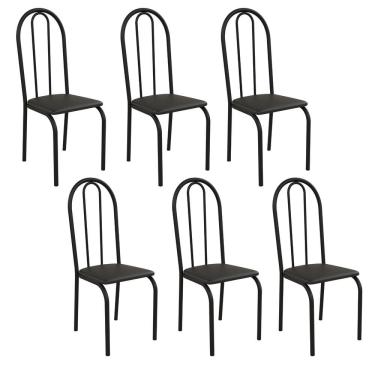 Imagem de Kit 6 Cadeiras Ilhabela Estrutura Em Aço Preto Tecido Preto
