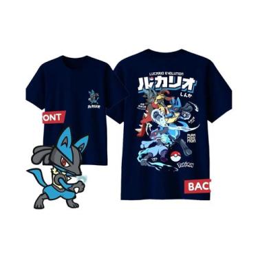 Imagem de Camiseta Masculina De Algodão Pokémon Lucario, Verão, Harajuku, Casual