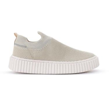 Imagem de Tênis Meia Feminino Slip On Casual Miatto Macio Confortável, Bege