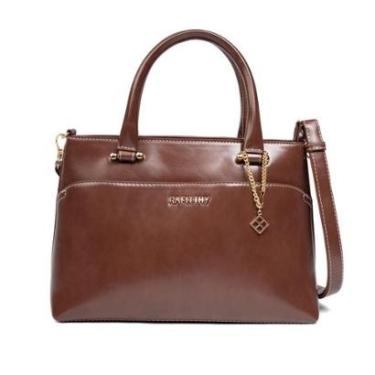 Imagem de Bolsa Feminina Rafitthy Tiracolo Média Verniz Marrom/Dourado-Feminino