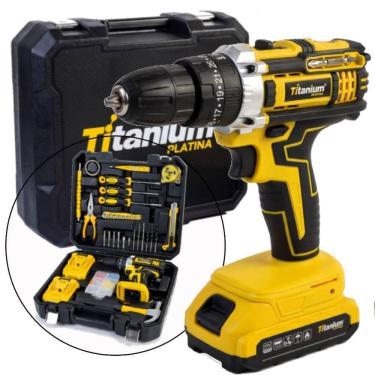 Imagem de Furadeira Parafusadeira Imp 21V 2 Bateria Kit 136Pç Titanium