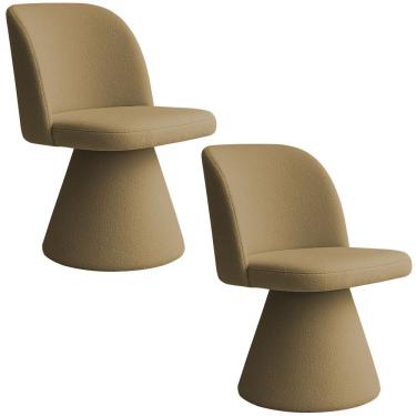 Imagem de Kit 02 Cadeiras De Jantar Giratória Liz Bouclé Camel - Nexta Casa