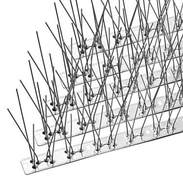 Imagem de OFFO Espigões de pássaro com base de aço inoxidável, kit de cerca de ponta de pombo de flecha durável para manter pequenos pássaros, corvos e pica-paus longe, cobre 3,1 m
