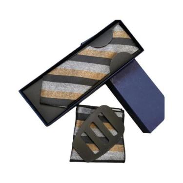 Imagem de Conjunto De Lenço De Bolso E Gravata Masculina De Poliéster Listrada M