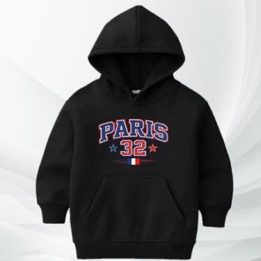 Imagem de Moletom Canguru Paris 32 Moleton Infantil ao Adulto Flanelado Com Capuz College Canguru-Unissex