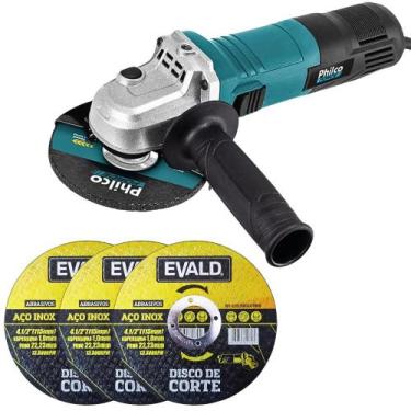 Imagem de Esmerilhadeira Angular 950W Philco com 3 Discos de Corte 4.1/2 POL EVA