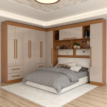 Imagem de Guarda-Roupa Casal Modulado Madrid 10 Portas 4 Gavetas Cinamomo/Off White - Panorama Móveis