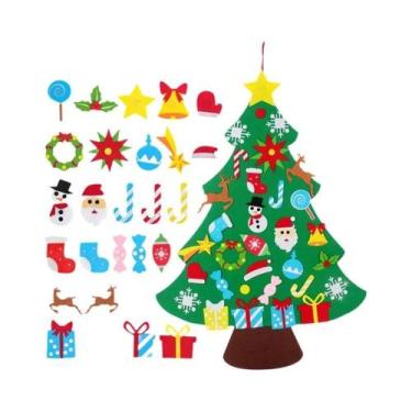 Imagem de Árvore De Natal De Feltro DIY Para Crianças Com Luzes, Decoração De Na