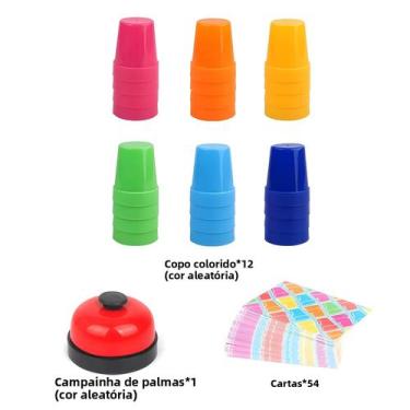 Imagem de Conjunto De Jogo Montessori De 12 Copos E 54 Cartas, Jogo De Empilhame