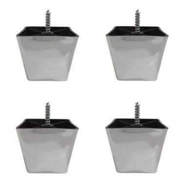 Imagem de Kit 4 Pés Para Sofa Rack Estofados Modelo Cadency Cromado Trapézio Alt