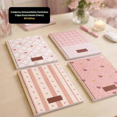 Imagem de Caderno Universitário Feminino Sweet Cherry Capa Dura 80 Folhas Espira