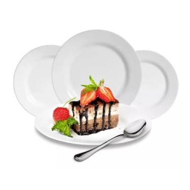 Imagem de Jogo 12 Pratos Raso de Sobremesa Melamina Branco 15cm - Chinatown