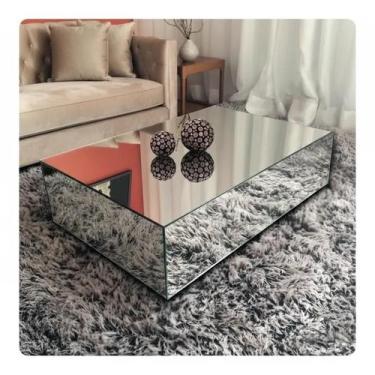 Imagem de Mesa de Centro 70x40x25 cm Espelho Cristal Prata - ESPELHOSTORE