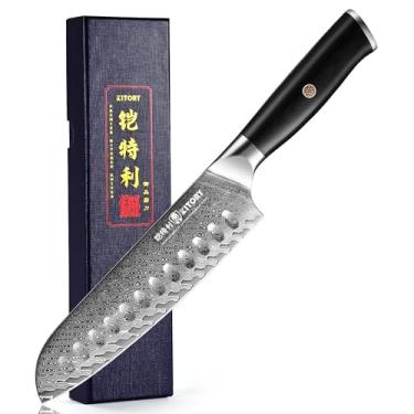 Imagem de Kitory Faca Santoku De Damasco, 7" Ultra-Afiada, Chef Aço Deluxe Vg-10 Com 67 Camadas E...