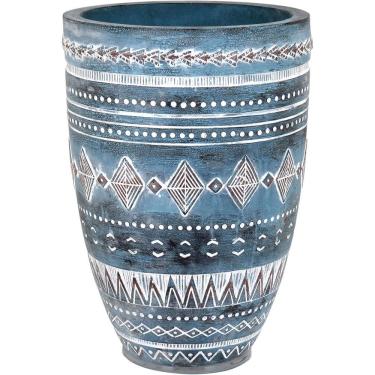 Imagem de VASO DECORATIVO ENFEITE PLANTA RESINA 38x27x27cm CINZA