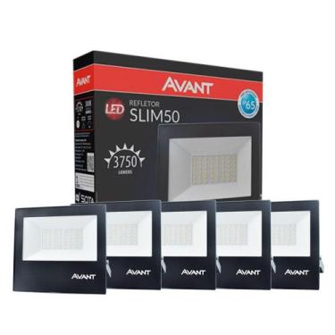 Imagem de Refletor Led Avant 50W 3000K Bivolt Preto 5 Unidades