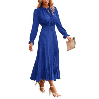Imagem de Vestido PRETTYGARDEN 2025 Midi Azul Swiss Dot XL