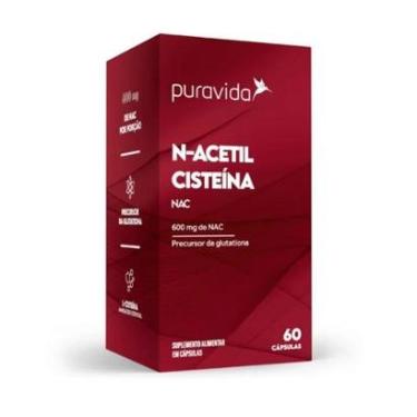 Imagem de NAC N-Acetil Cisteína 600mg Pura Vida 60 Cápsulas-Unissex