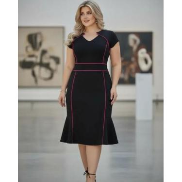Imagem de Vestido Midi Viés Moda Feminina Evangélica - Miss FLOWER, Preto com pi