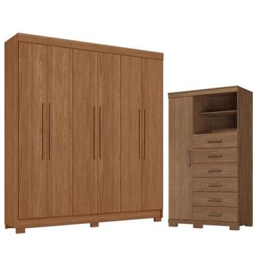 Imagem de Guarda Roupa Casal Toledo 6 Portas com Cômoda Marabá com Pés Jatobá - 