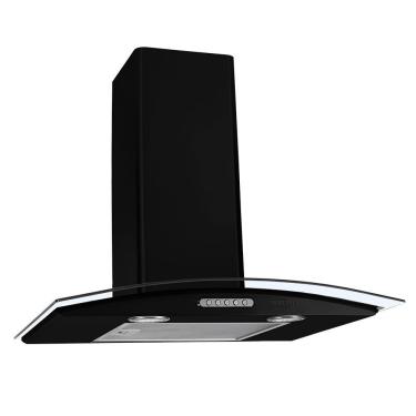Imagem de Coifa de Parede Nardelli Vidro Curvo Duto Slim Black 60cm com Exaustor Depurador Preto 220V
